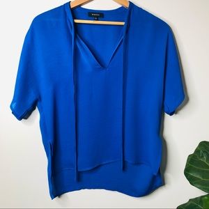 Aritzia Bright Blue Short Sleeved Babaton Blouse Sz XS